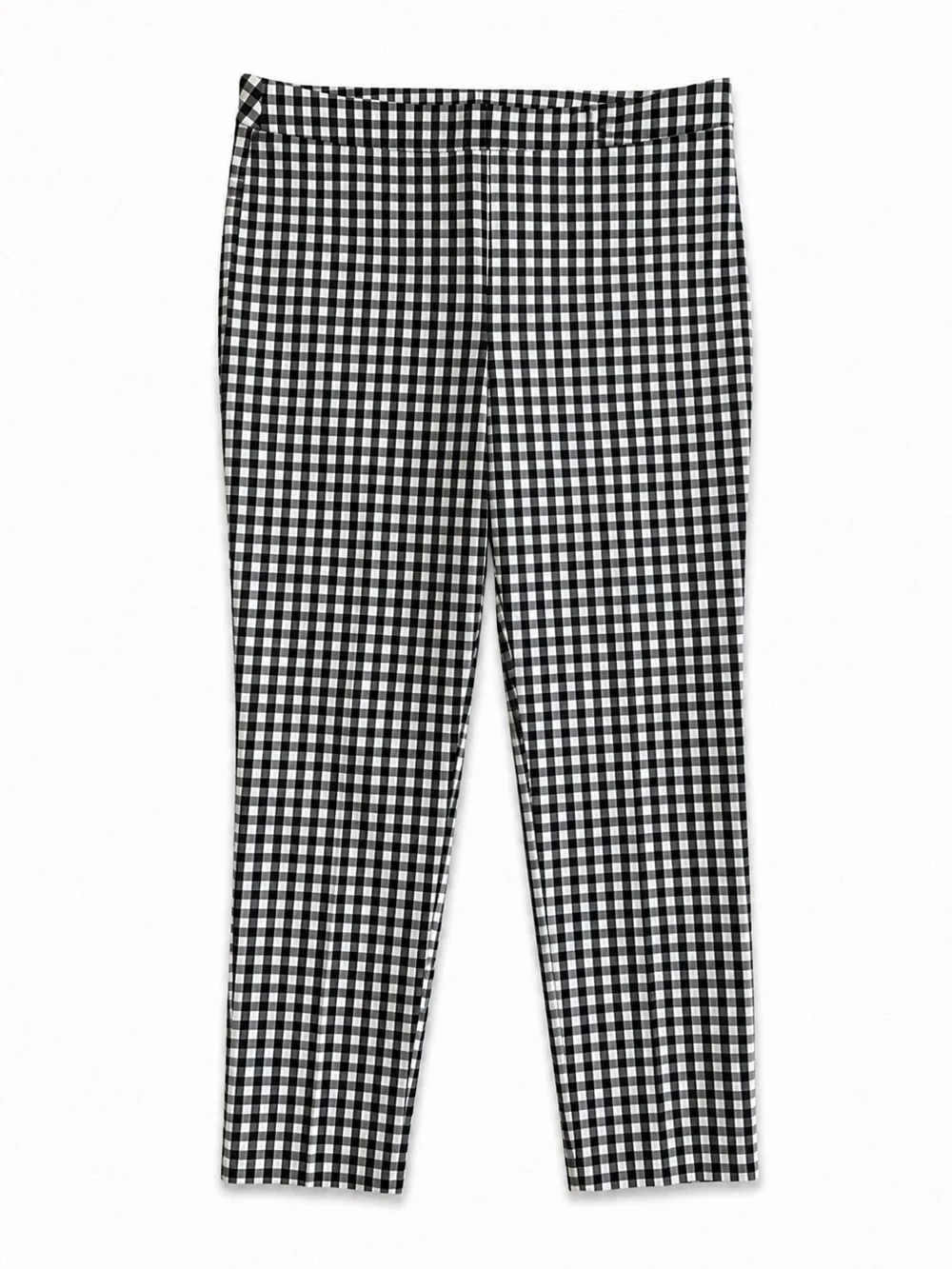 Talbots Chatham Ankle Stretch Pants Black White Gingham Check Size 10